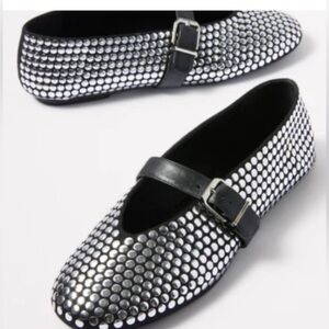 Schutz Eiza Black Studded Mary Jane Flats 8.5